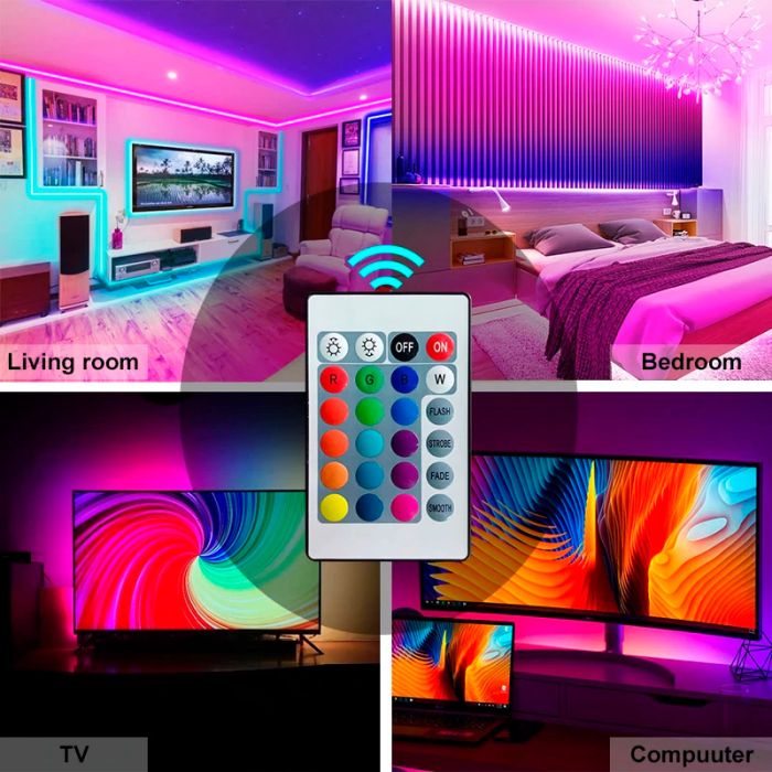 Светодиодная LED лента 5 метров USB / Bluetooth / Powerbank / 5В / RGB без приложения