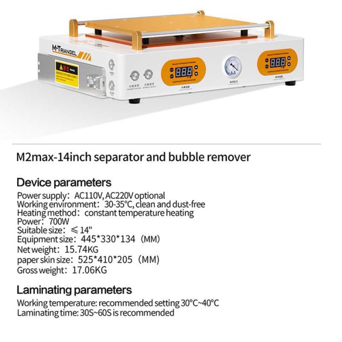 Автоклав + сепаратор M-Triangel M2 Max для видалення бульбашок, ремонту РК-дисплеїв до 14''
