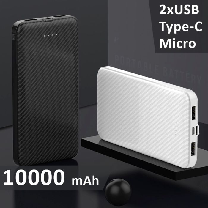 УМБ Power bank XIYT YZB0110 10000 mAh 2xUSB / Micro / Type-C Black