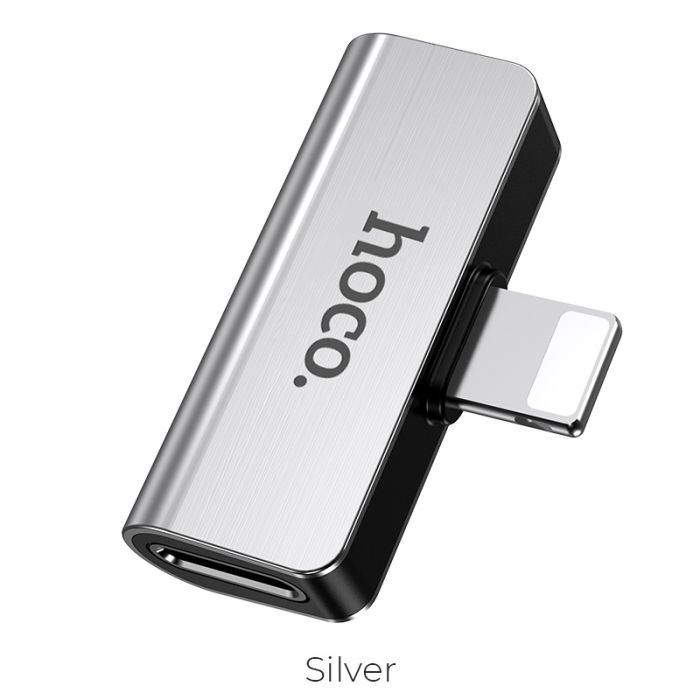 Перехідник Hoco LS24 Dual Lightning Converter (Сталевий)