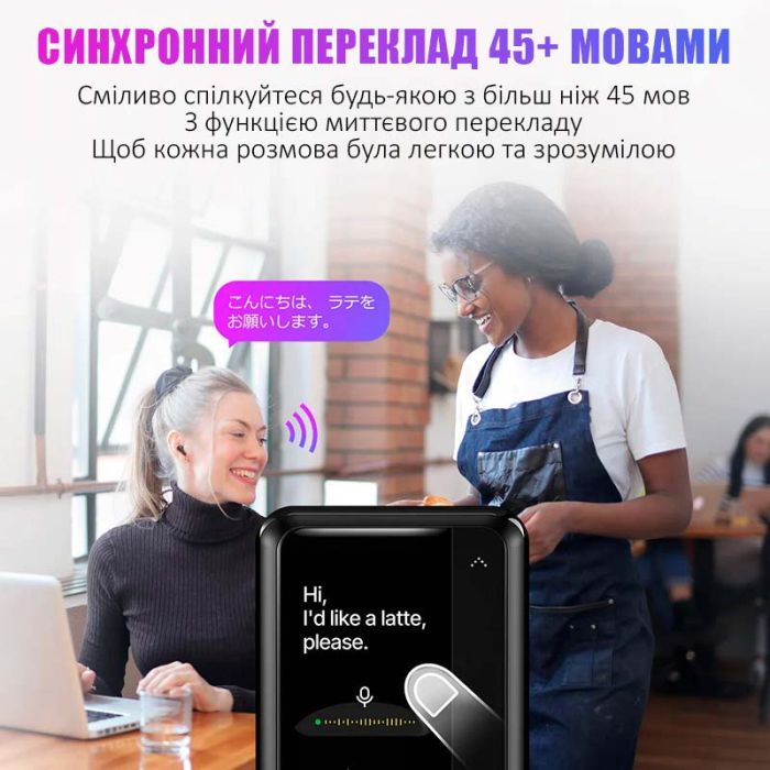 Наушники TWS переводчик IKKO ActiveBuds / AI ChatGPT голосовой ассистент / 45 языков / WI-FI / BT 5.3 Black