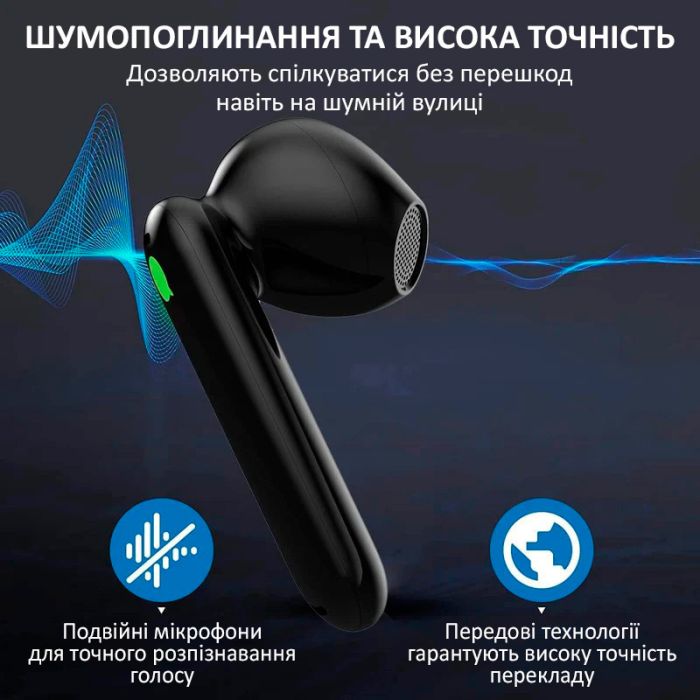 Наушники переводчик Timekettle WT2 Edge, AI двусторонний синхронный перевод,  42 языка, офлайн + онлайн Black