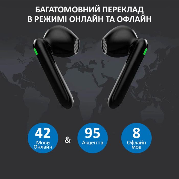 Наушники переводчик Timekettle WT2 Edge, AI двусторонний синхронный перевод,  42 языка, офлайн + онлайн Black