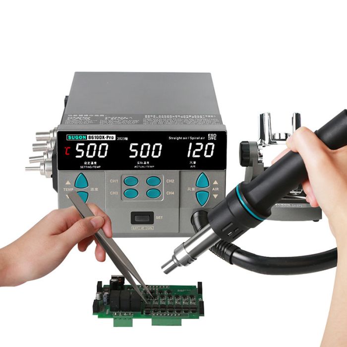 Термоповітряна паяльна станція SUGON 8610DX Pro фен / 100-500 °С / 120 л/хв / 4 канали пам'яті / 1000 Вт