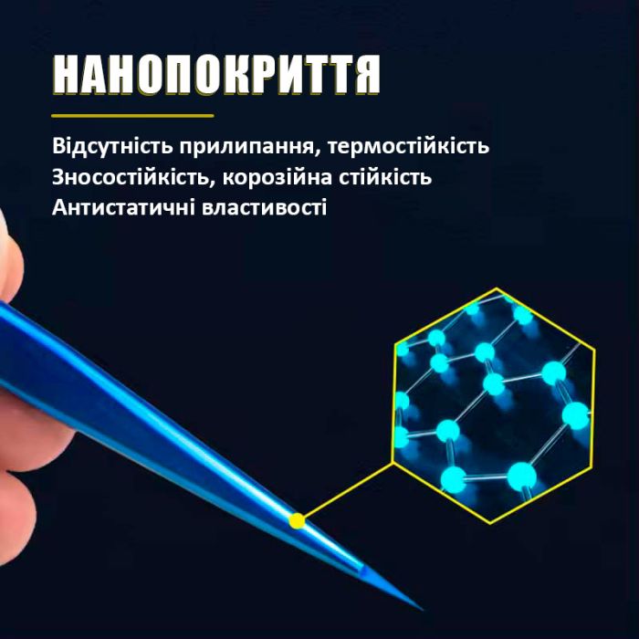 Пинцет прецизионный MaYuan MY-50A стальной, сверхточный, антистатический, прямой, Синий