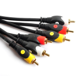 Кабель Audio-Video 3хRCA (папа) => 3хRCA (папа), GOLD connector, CU, круглый, 1,8 м, (Пакет) Премиум