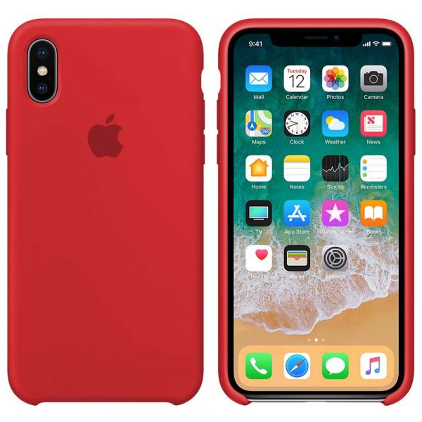 Чехол Silicone case для iPhone X/XS red