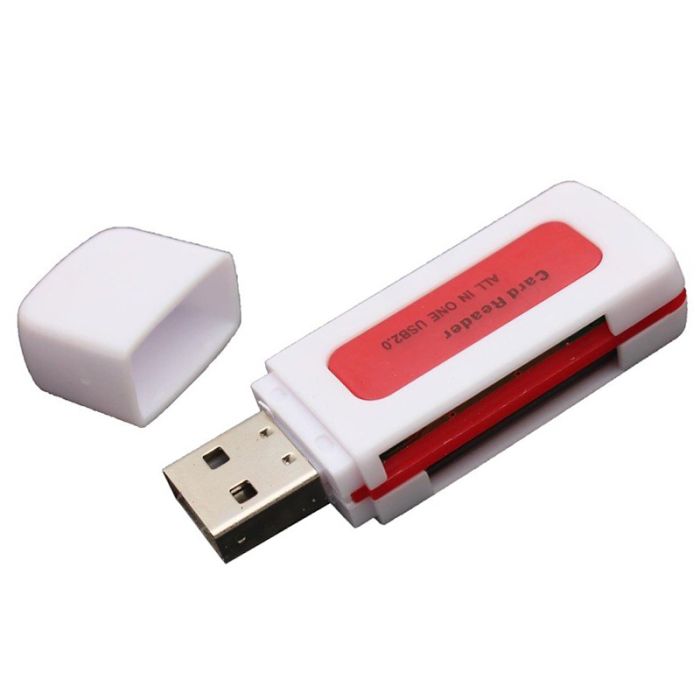 Кардридер универсальный 4в1 MERLION CRD-5RD TF/Micro SD, USB2.0, RED, OEM