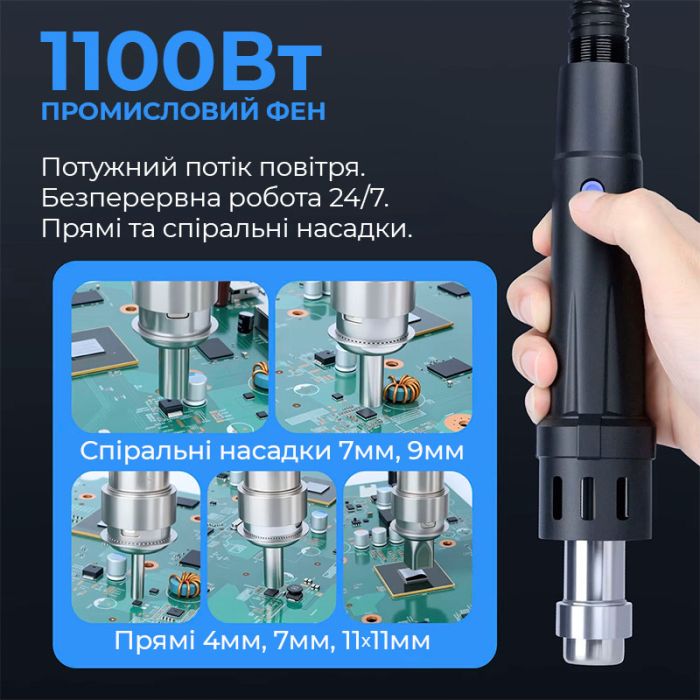 Паяльна станція 3 в 1 WEP 983D / фен 150 л/хв. 500°C, паяльник C245 450°C, блок живлення 20В 3.5A, 1300 Вт