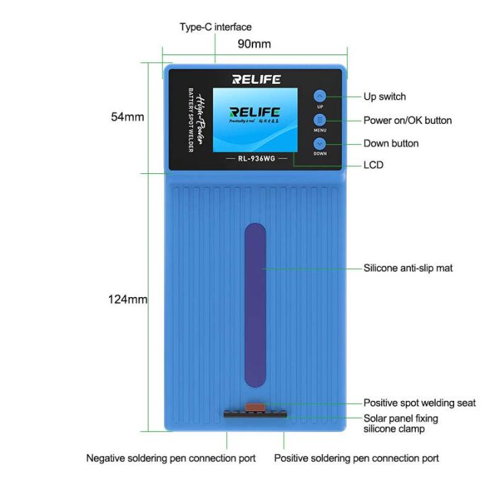 Аппарат для точечной сварки аккумуляторов Relife RL-936WG / LCD дисплей / 650А
