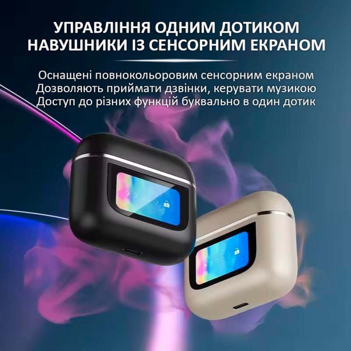 Навушники бездротові V8 TWS Earbuds з LED дисплеєм, Bluetooth 5.3, ANC, 530mAh, IPX5 Black