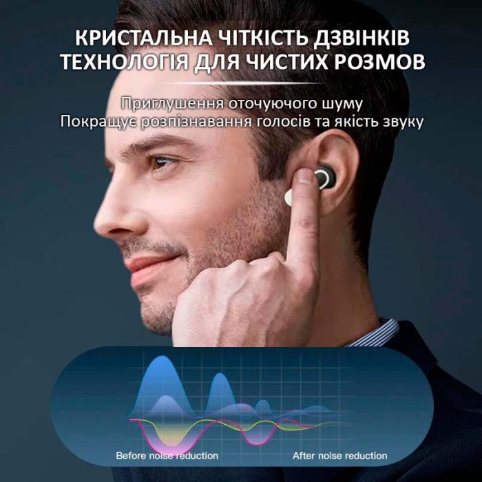 Навушники бездротові V8 TWS Earbuds з LED дисплеєм, Bluetooth 5.3, ANC, 530mAh, IPX5 Black