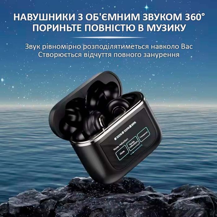 Наушники беспроводные V8 TWS Earbuds с LED дисплеем, Bluetooth 5.3, ANC, 530mAh, IPX5 Gold