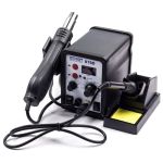 Паяльная станция Technet 878D 2 в 1 термофен + паяльник, LED дисплей, 3 насадки, 100 - 480°C, 700 Вт