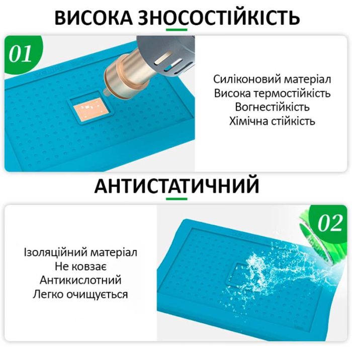 Коврик силиконовый Relife RL-088 термостойкий, двусторонний для ремонта микросхем, реболлинга BGA 180x120мм