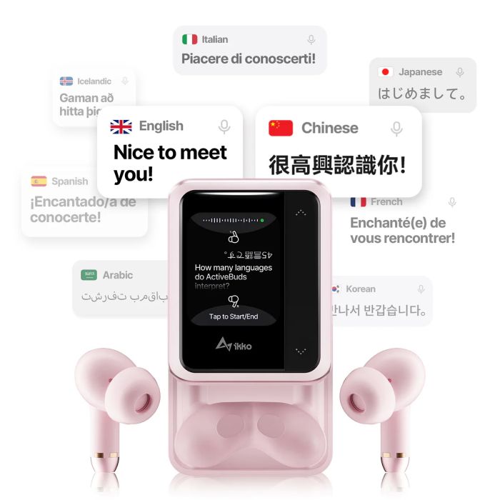 Наушники TWS переводчик IKKO ActiveBuds / AI ChatGPT голосовой ассистент / 45 языков / WI-FI / BT 5.3 Pink