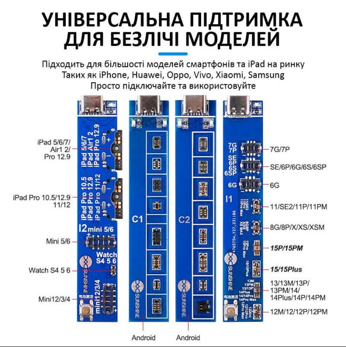 Активатор аккумуляторов Sunshine SS-909 для АКБ iPhone 6 - 15 Pro Max / iPad / Android
