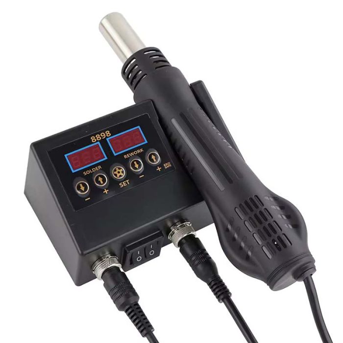 Паяльная станция 8898 комбинированная 2 в 1 паяльник + термофен / LCD / 100-500°C / 650 Вт