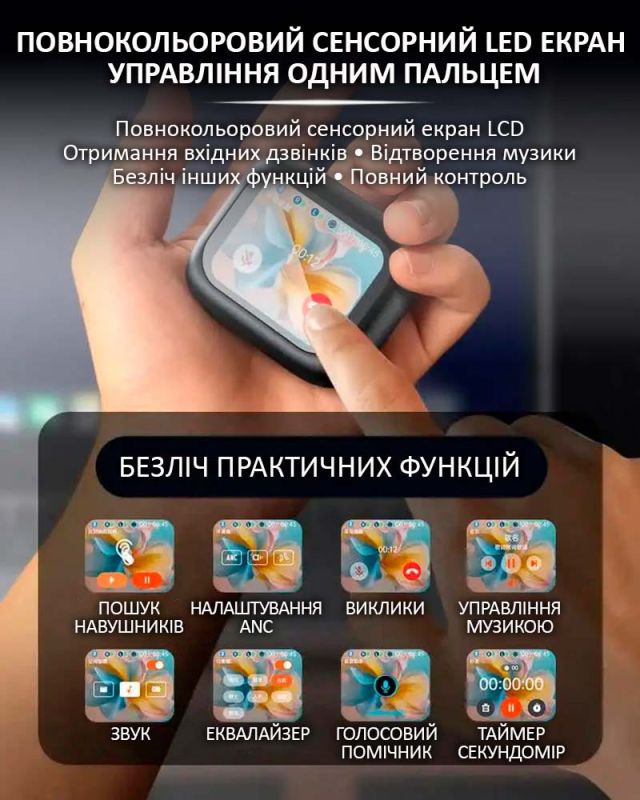 Бездротові навушники LX-10 TWS Earbuds з LED дисплеєм, Bluetooth 5.4, ANC + ENC, 320mAh Black