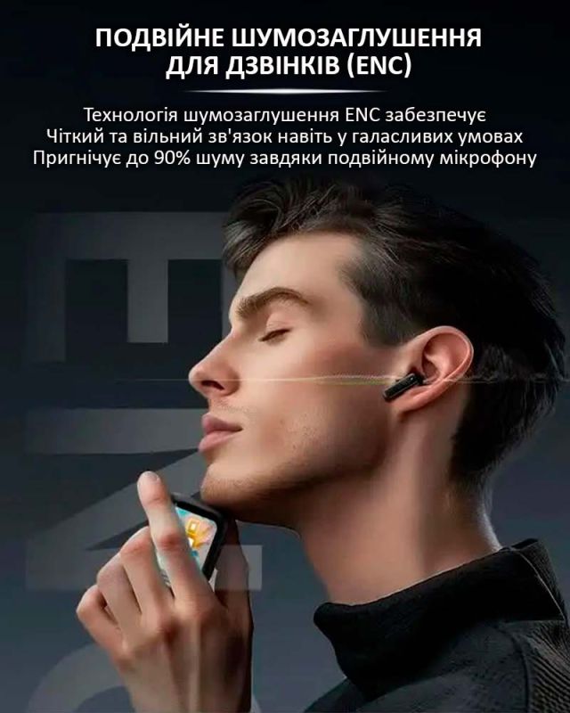 Бездротові навушники LX-10 TWS Earbuds з LED дисплеєм, Bluetooth 5.4, ANC + ENC, 320mAh Black