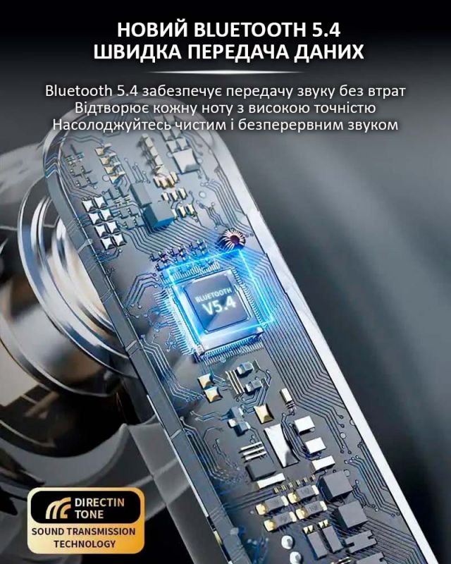 Бездротові навушники LX-10 TWS Earbuds з LED дисплеєм, Bluetooth 5.4, ANC + ENC, 320mAh Black