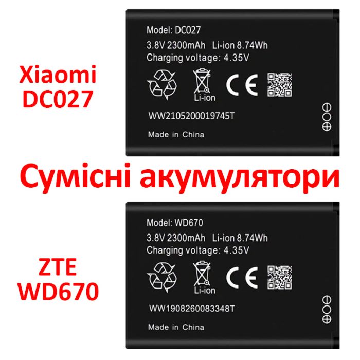 Аккумулятор для роутера ZTE WD670 4G LTE Wi-Fi Router 2300mAh
