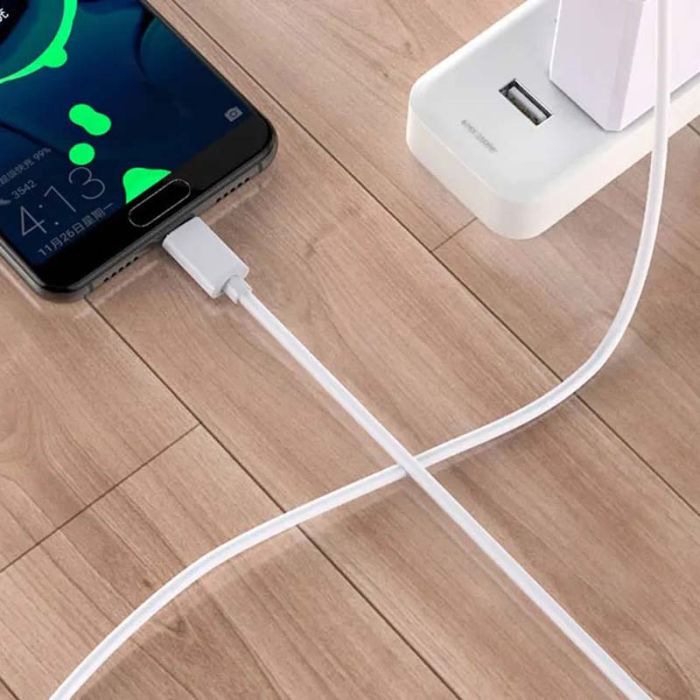 Кабель USB Type-C с удлиненным разъемом / длина коннектора 10мм / 1м Белый
