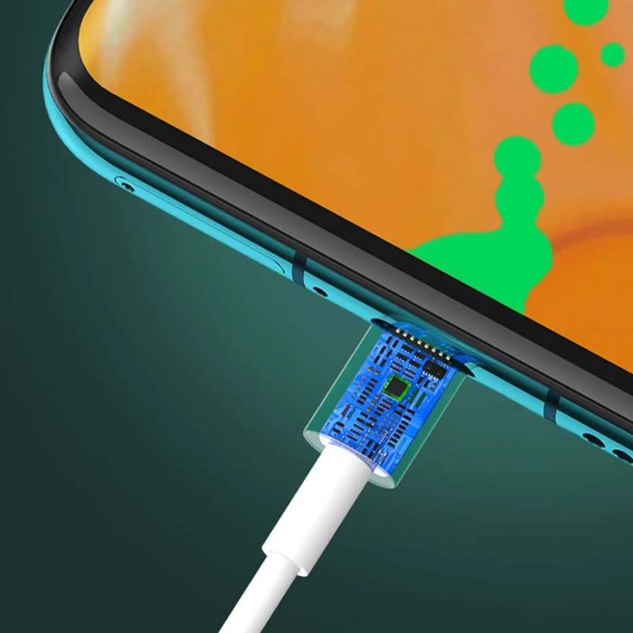 Кабель USB Type-C с удлиненным разъемом / длина коннектора 10мм / 1м Белый