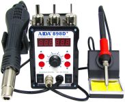 Паяльная станция 2 в 1 AIDA 898D+ / термофен + паяльник / 3 насадки / 100 - 480°C / 600 Вт