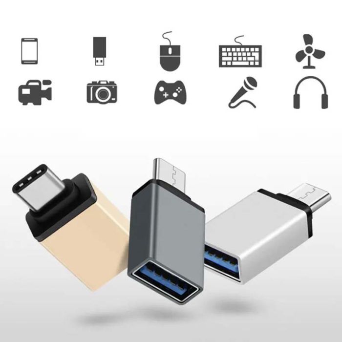 OTG переходник USB Type-C - USB 3.0 адаптер Черный