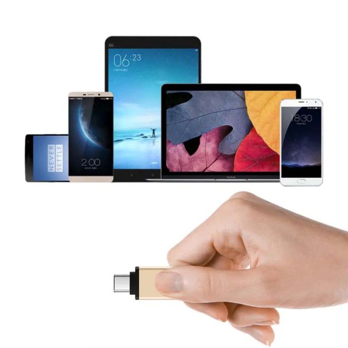 OTG переходник USB Type-C - USB 3.0 адаптер Серый