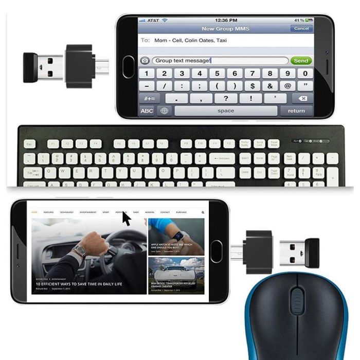 OTG переходник Micro-USB - USB 2.0 адаптер Черный