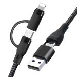 Кабель Type-C to Type-C з перехідниками USB + Lightning / 4 в 1 / QC3.0 PD / 60W / 1м Чорний
