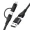 Кабель Type-C to Type-C з перехідниками USB + Lightning / 4 в 1 / QC3.0 PD / 60W / 1м Чорний