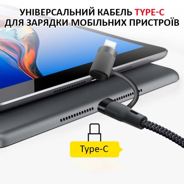 Кабель Type-C to Type-C з перехідниками USB + Lightning / 4 в 1 / QC3.0 PD / 60W / 1м Червоний