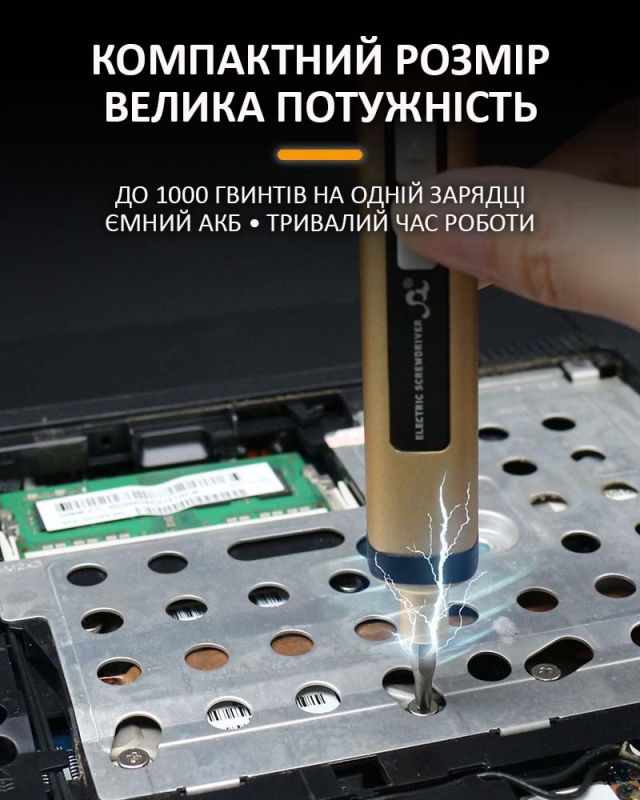 Отвертка аккумуляторная SW-88A / набор бит 9 шт / для точных работ / Type-C / 350 mAh / подсветка