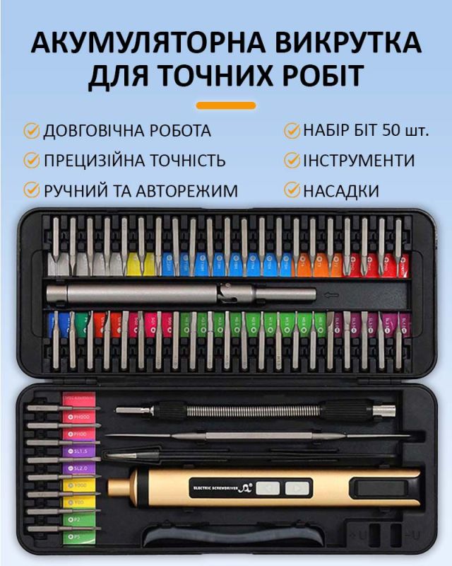 Отвертка аккумуляторная SW-80022 / набор 58 в 1 / для точных работ / Type-C / 350 mAh / в кейсе