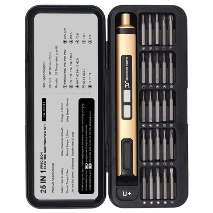 Викрутка акумуляторна SW-80011 / набір 25 в 1 / для точних робіт / Type-C / 350 mAh / в кейсі
