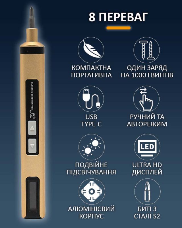 Отвертка аккумуляторная SW-80011 / набор 25 в 1 / для точных работ / Type-C / 350 mAh / в кейсе