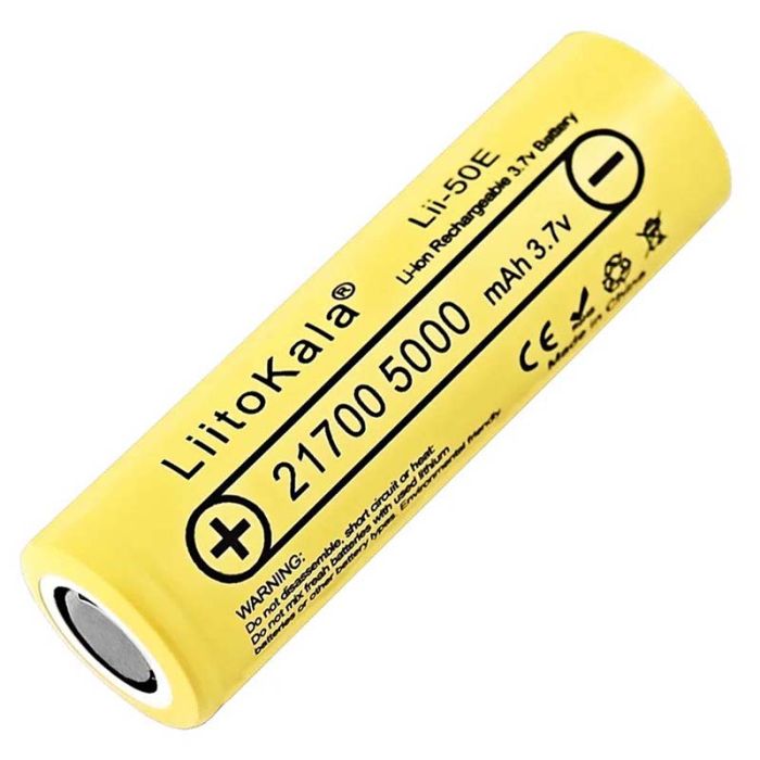 Аккумулятор LiitoKala Lii-50E 21700 / высокотоковый / 15А (25A) / 5000 mah / плоский контакт / Original