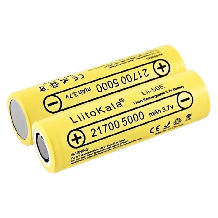 Аккумулятор LiitoKala Lii-50E 21700 / высокотоковый / 15А (25A) / 5000 mah / плоский контакт / Original