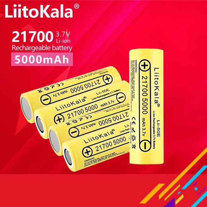 Аккумулятор LiitoKala Lii-50E 21700 / высокотоковый / 15А (25A) / 5000 mah / плоский контакт / Original