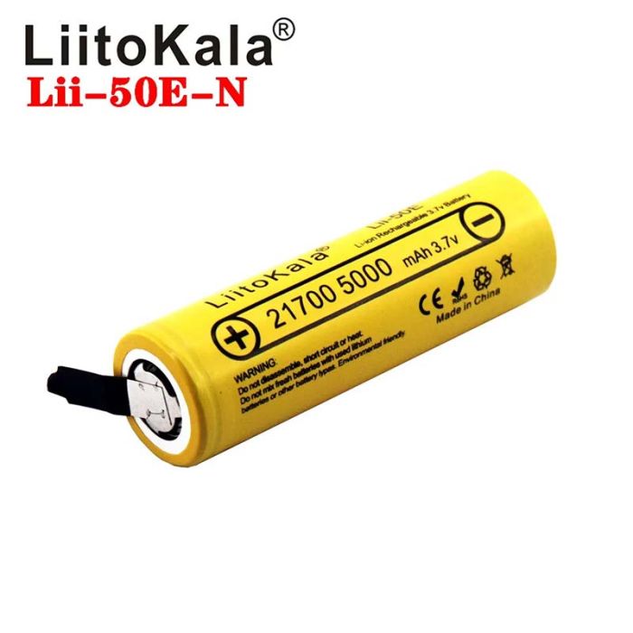 Аккумулятор LiitoKala Lii-50E-N 21700 / высокотоковый / 15А (25A) / 5000 mah / под пайку / Original