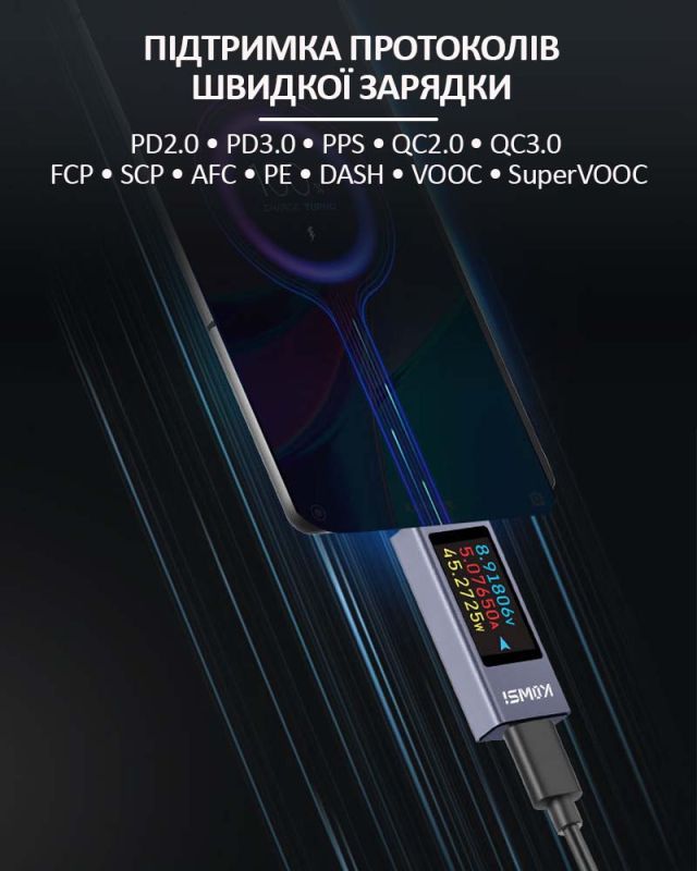 Багатофункціональний USB тестер KOWSI KWS-2303C Type-C / ударостійкий / QC3.0 / 4-30V / 12A
