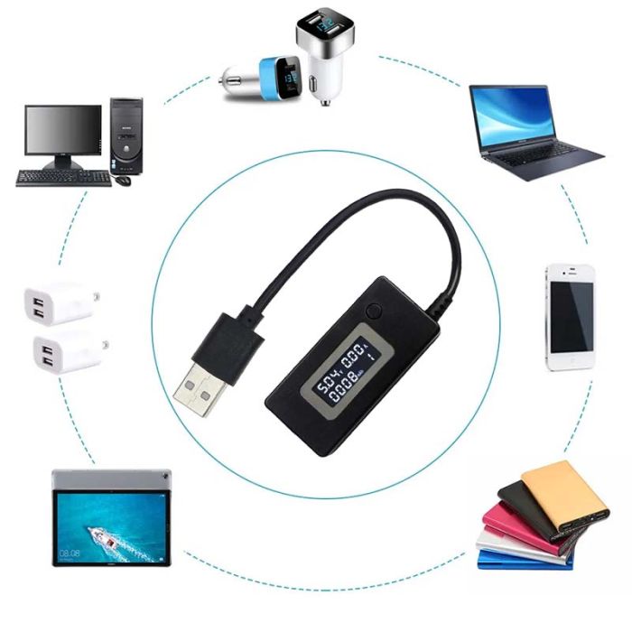 Багатофункціональний USB тестер KEWEISI KCX-017 струму напруги ємності Чорний