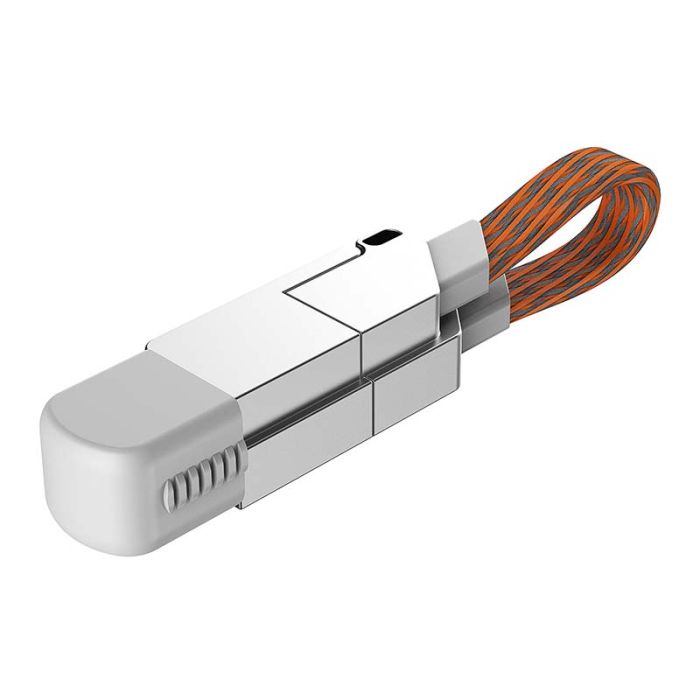 Кабель Type-C to Type-C с переходниками USB + Lightning / 4 в 1 / QC3.0 PD / 60W / 15cm Orange