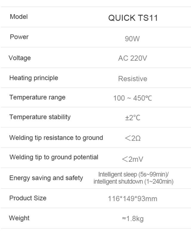 Паяльна станція Quick TS11 Smart / 100-450°C / LCD / 3 канали пам'яті / 90 Вт
