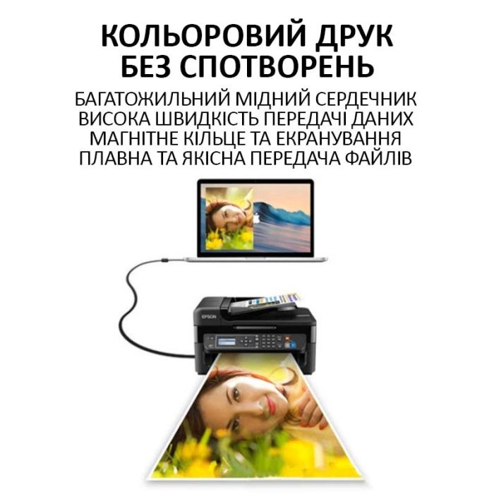 Кабель для принтера ХР-307 USB 2.0 AM/BM медь 5м