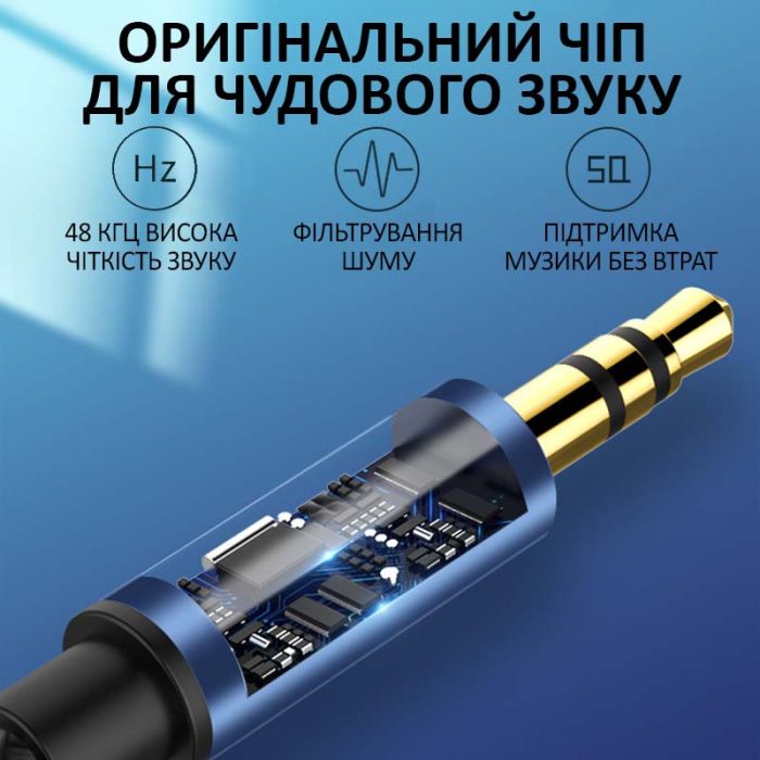 Кабель AUX аудио 3.5мм на 3.5мм (папа-папа) оплетка 1м Черный