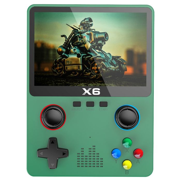 Портативная игровая приставка X6 10000 игр / 3.5'' IPS, 640x480 / AV выход / консоль, ретро / 2000 mAh Green